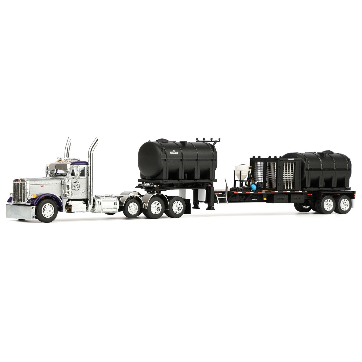 Peterbilt 379 Tri-Axle Day Cab w/42' Demco Liquid Tender Trailer "Larson Farms - Purple Pete" (Silver/Purple)
