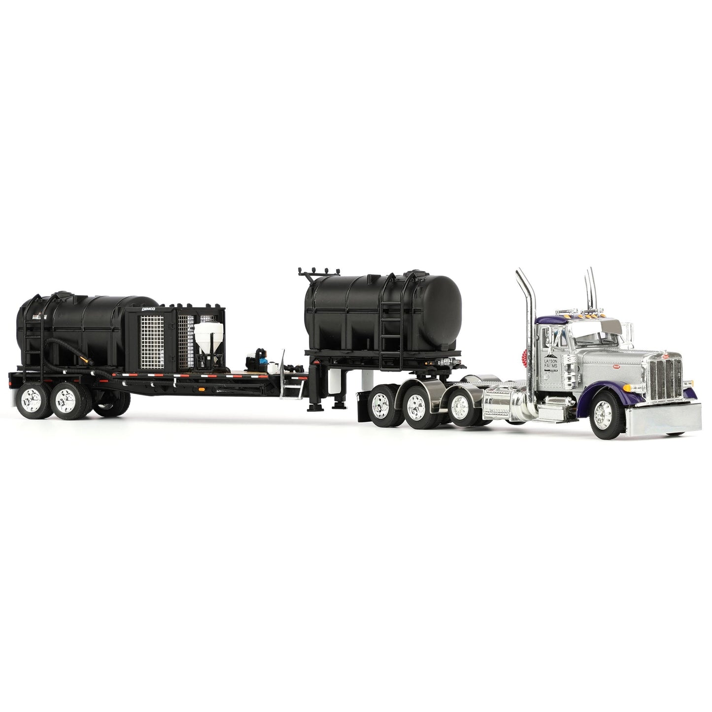 Peterbilt 379 Tri-Axle Day Cab w/42' Demco Liquid Tender Trailer "Larson Farms - Purple Pete" (Silver/Purple)