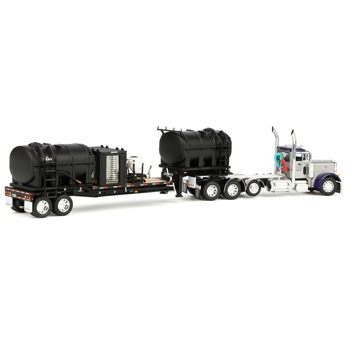 Peterbilt 379 Tri-Axle Day Cab w/42' Demco Liquid Tender Trailer "Larson Farms - Purple Pete" (Silver/Purple)