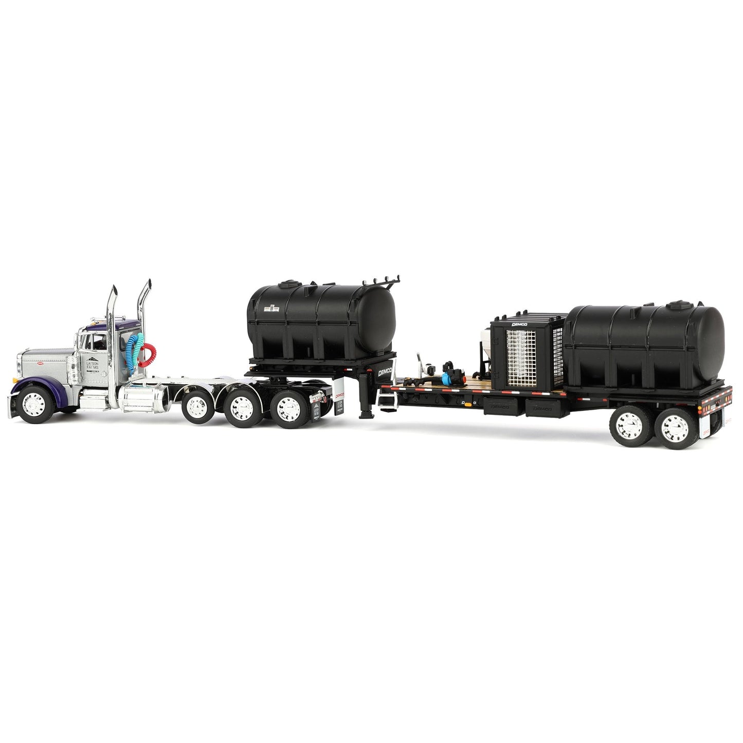 Peterbilt 379 Tri-Axle Day Cab w/42' Demco Liquid Tender Trailer "Larson Farms - Purple Pete" (Silver/Purple)