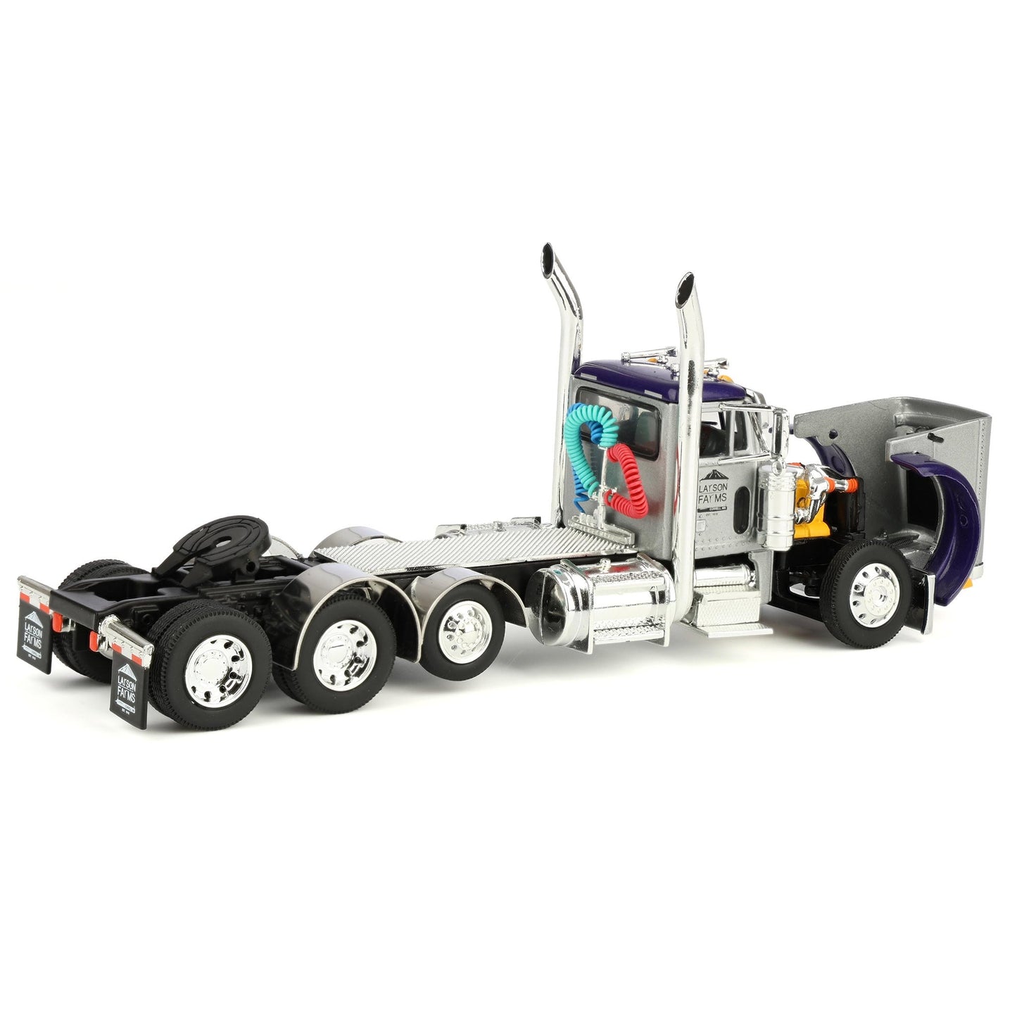 Peterbilt 379 Tri-Axle Day Cab w/42' Demco Liquid Tender Trailer "Larson Farms - Purple Pete" (Silver/Purple)