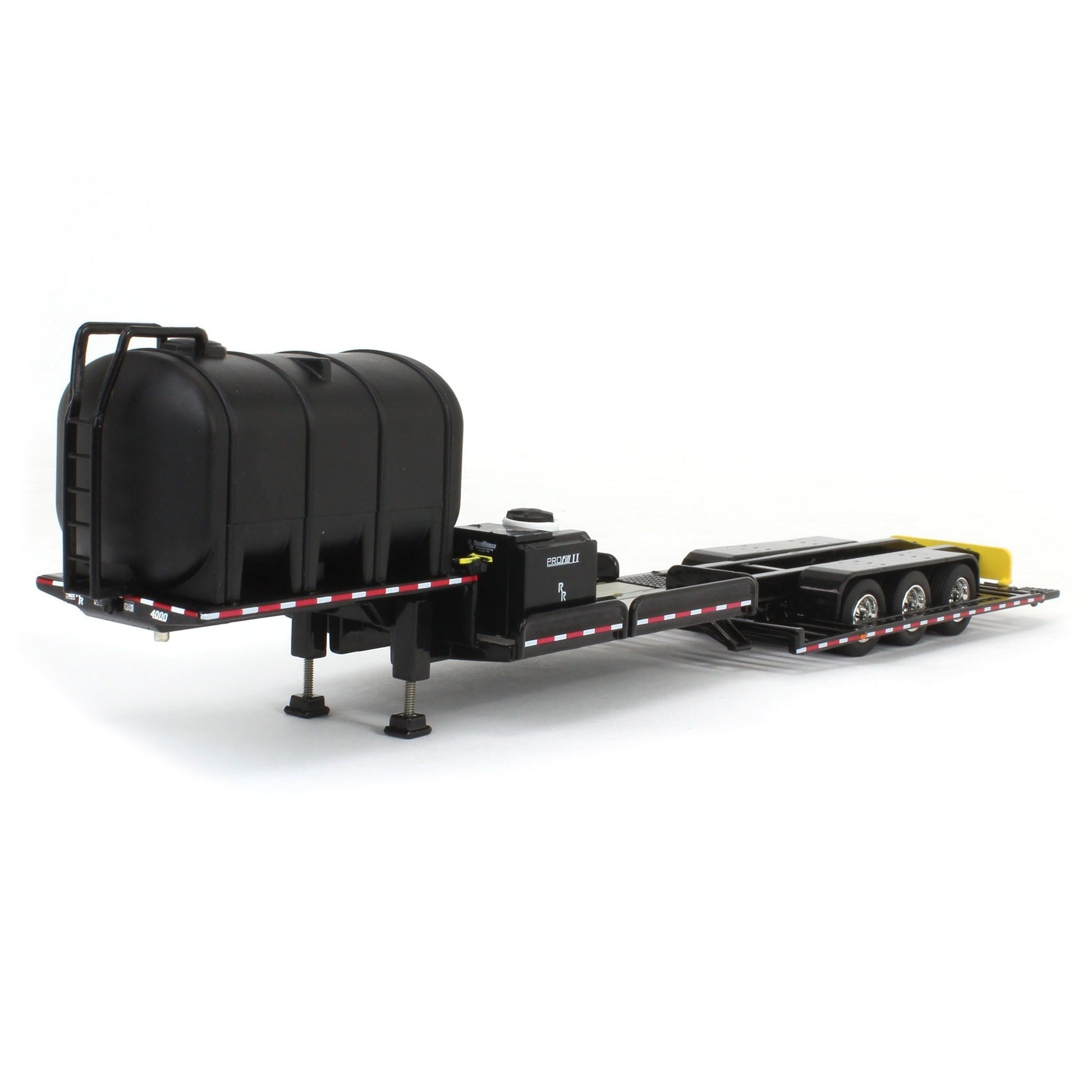 Black trailer with large black tanks on a white background