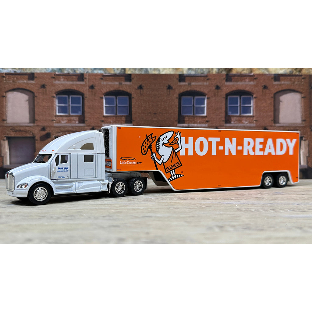 Kenworth T700 w/Moving Van Trailer "Blue Line Distribution - Little Caesars Pizza - Hot-N-Ready - We Deliver - Order Online"