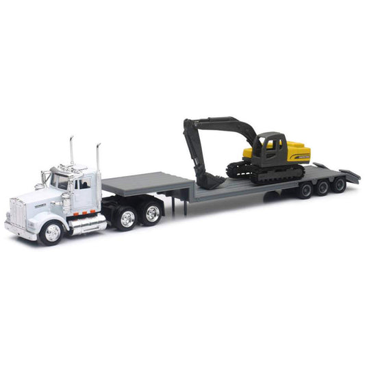 Kenworth W900L w/Lowboy Trailer & Excavator