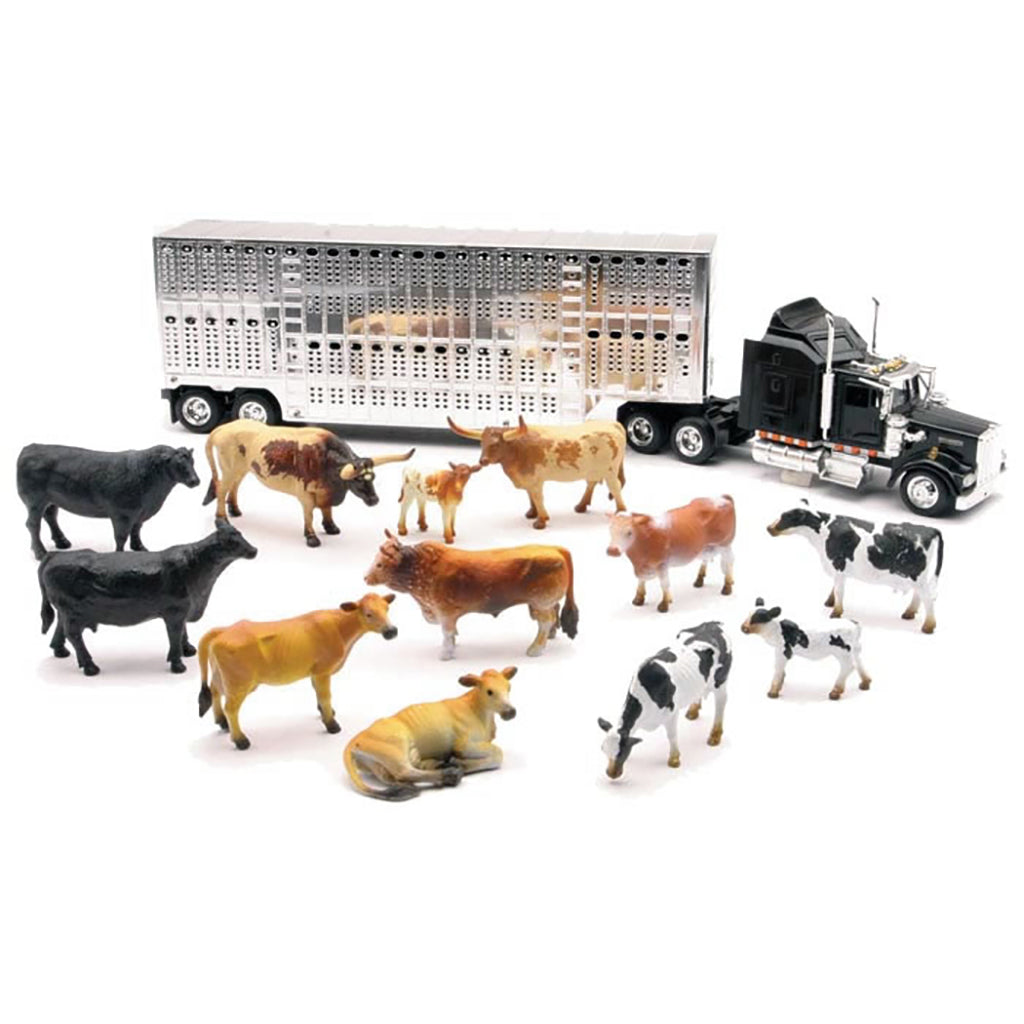 Kenworth W900 w/Livestock Trailer (1:43) & Cattle (1:32)