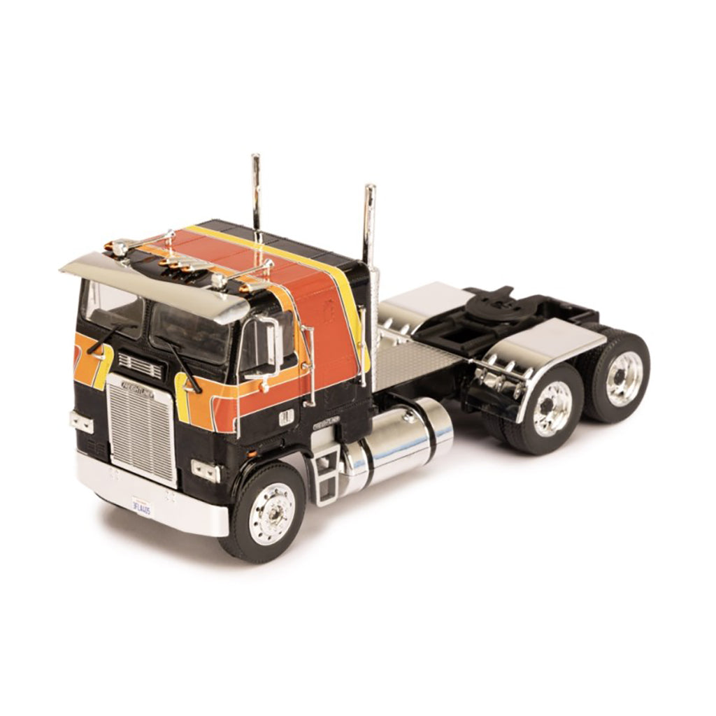 Model of a Freightliner FLA semi-truck on a white background