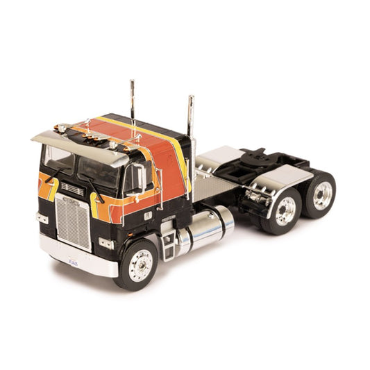 Model of a Freightliner FLA semi-truck on a white background