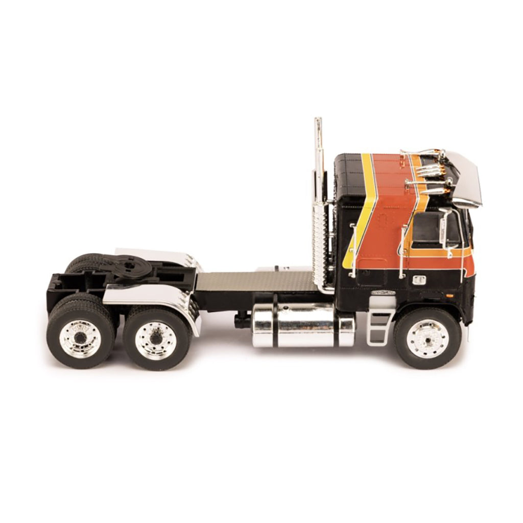 Model of a Freightliner FLA semi-truck on a white background
