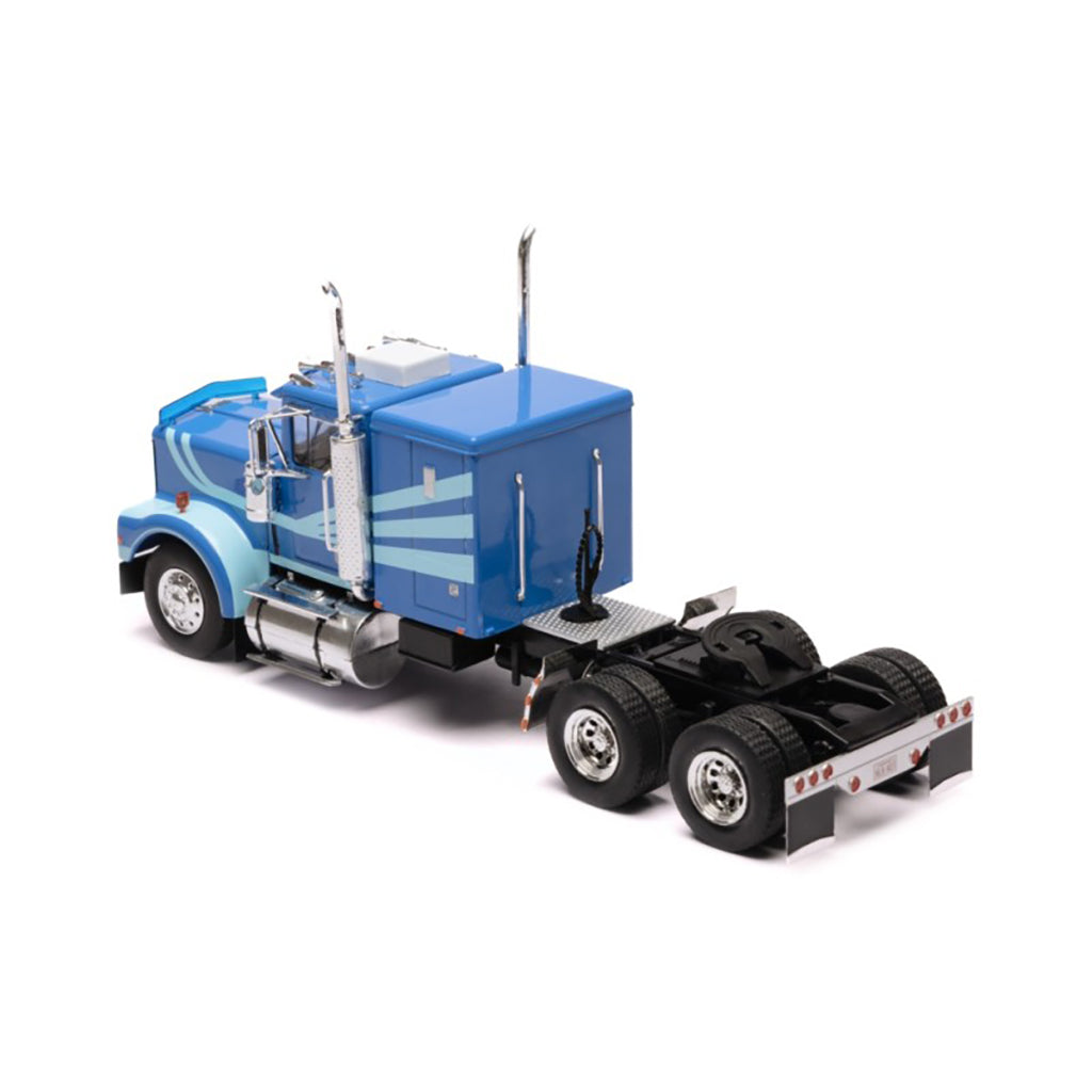Blue toy Marmon truck on a white background