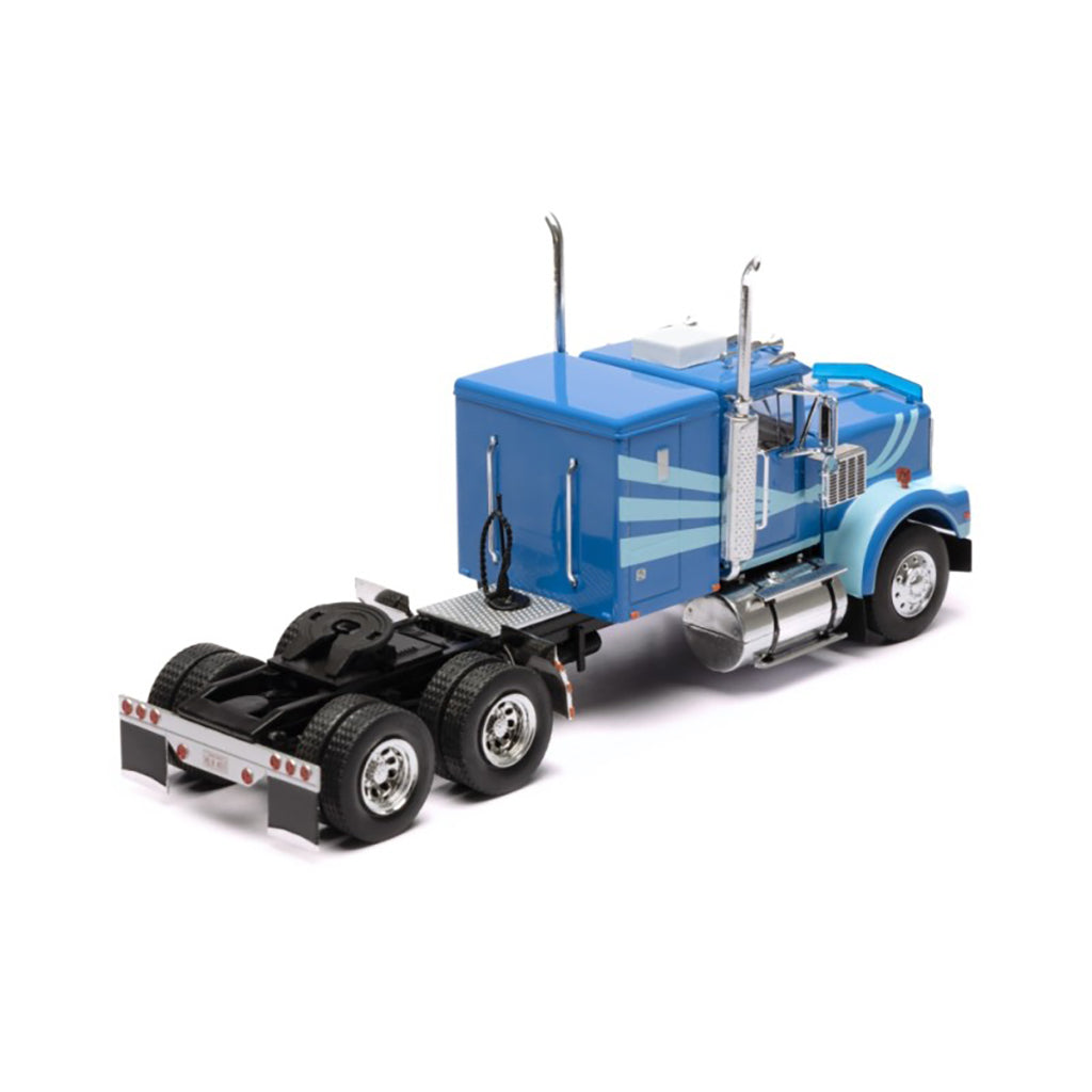 Blue toy Marmon truck on a white background