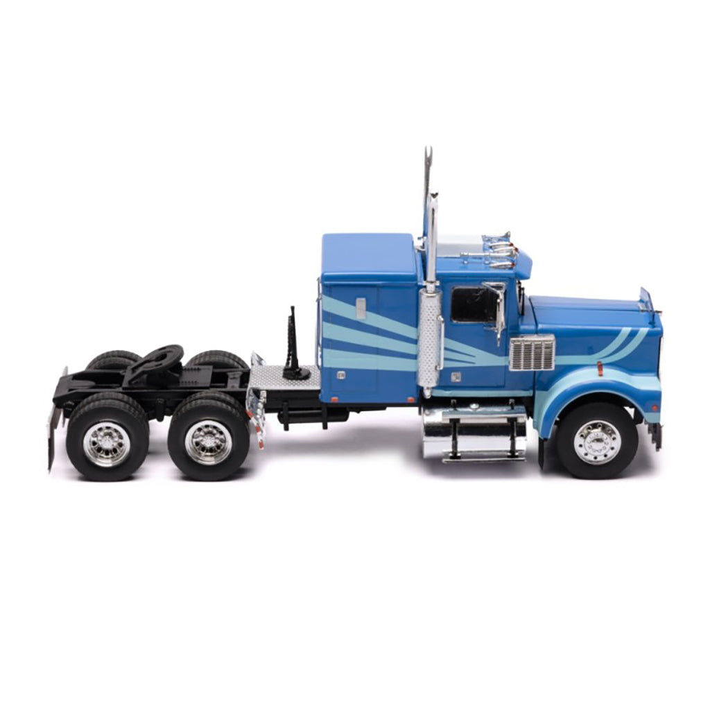 Blue toy Marmon truck on a white background
