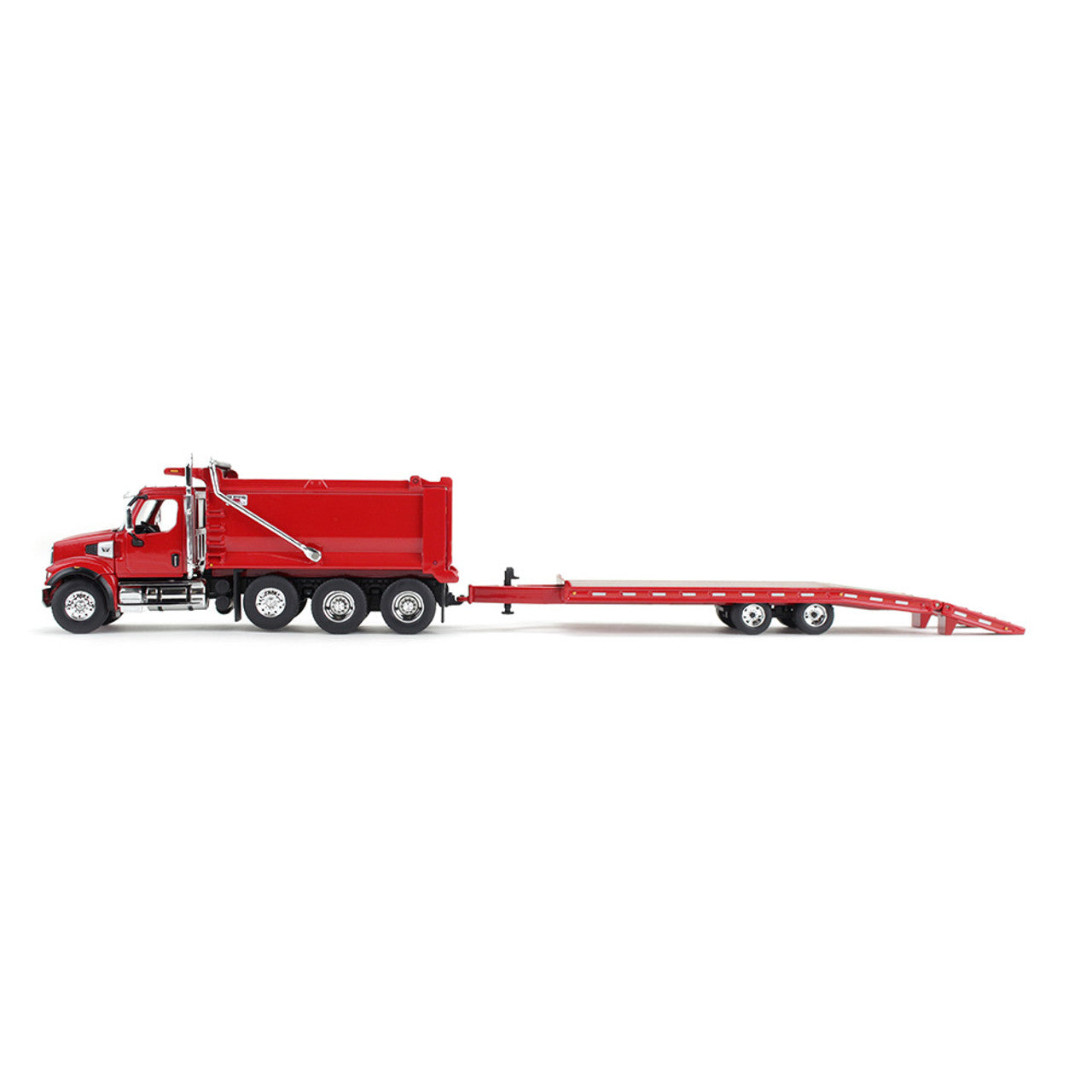 Western Star 49X Dump Truck w/Ox Bodies Dump Bed & Beaver Tail Trailer (Viper Red)