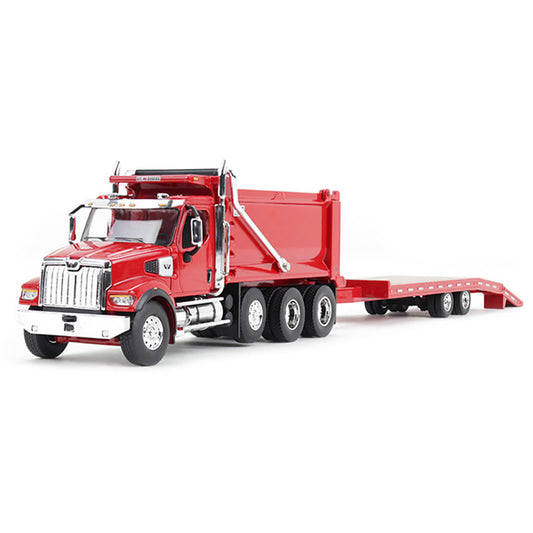Western Star 49X Dump Truck w/Ox Bodies Dump Bed & Beaver Tail Trailer (Viper Red)