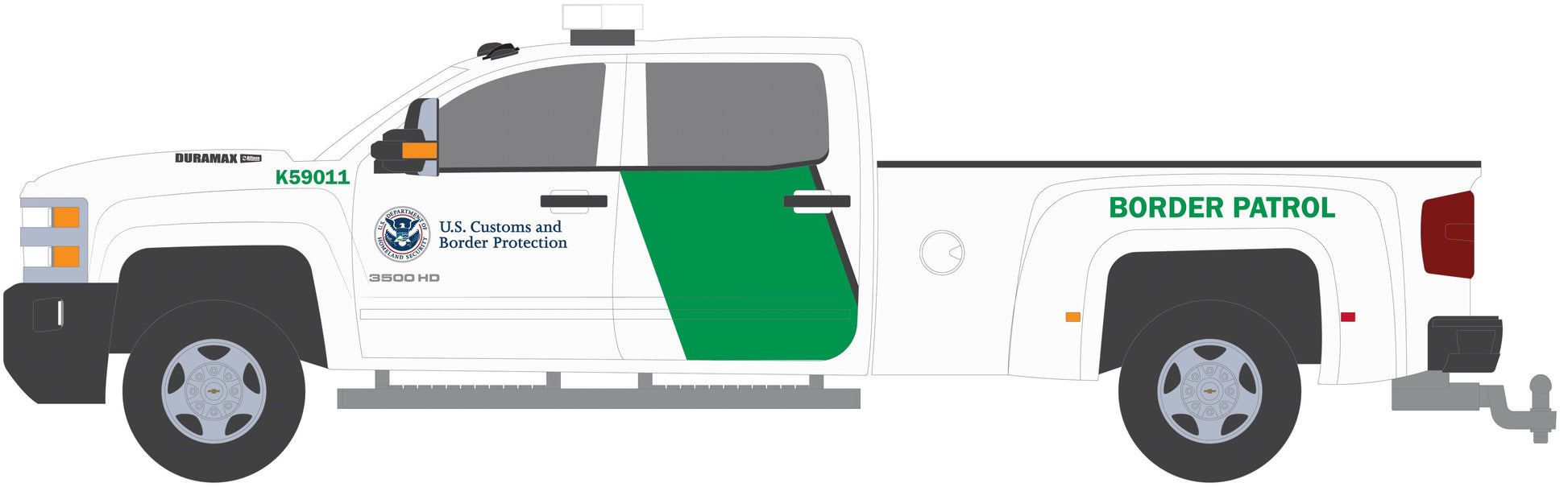 2018 Chevy Silverado 3500 Dually Pickup "U.S. Customs and Border Protection Border Patrol" (White)