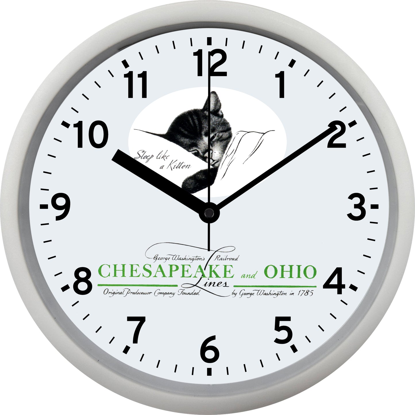 Chesapeake & Ohio Railroad "C&O" "Sleep Like a Kitten" Wall Clock