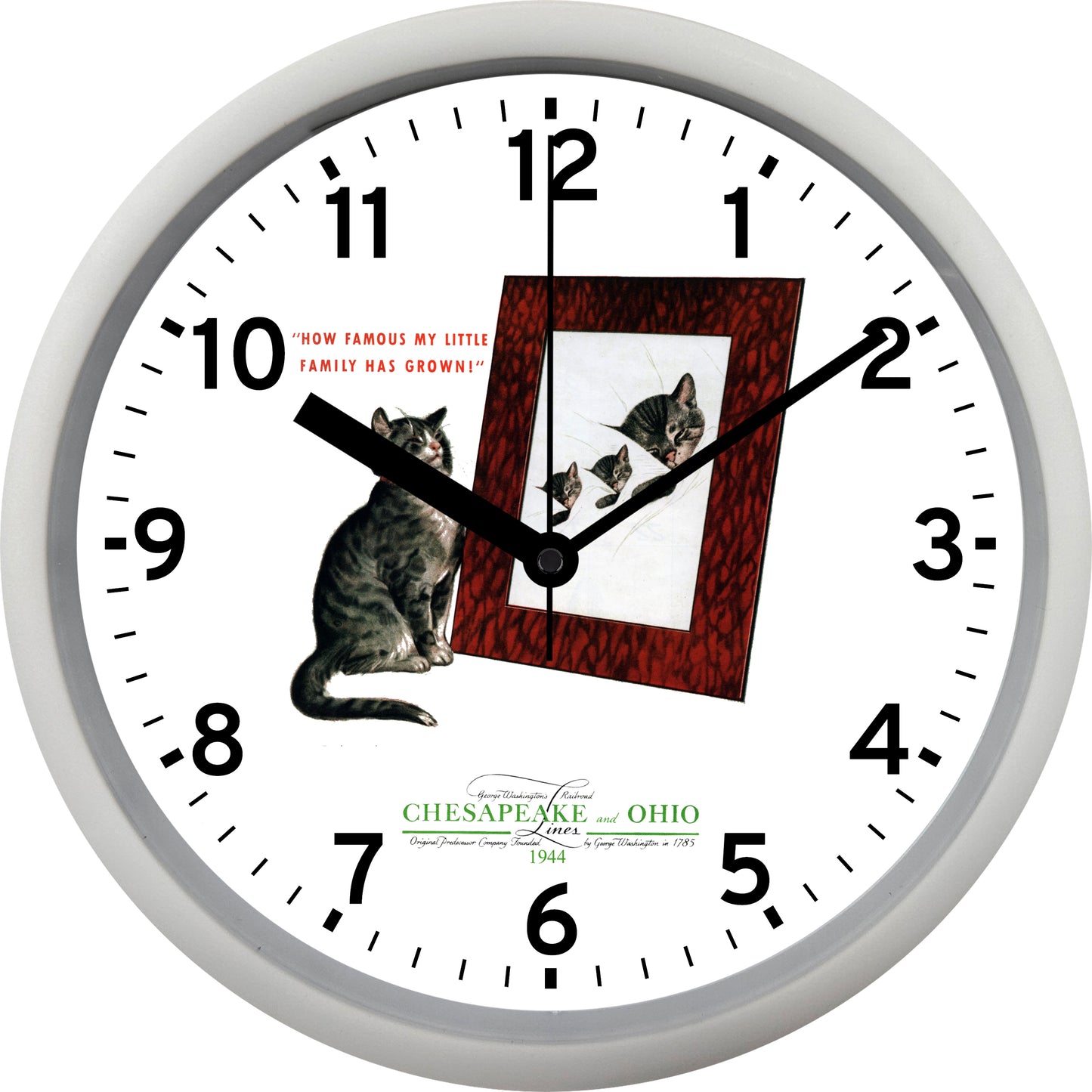 Chesapeake & Ohio Railroad "C&O" "How Famous My Little Family Has Grown!" Wall Clock