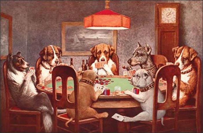 7 Dogs Playing Poker
