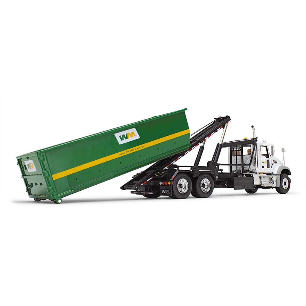 Mack Granite MP Roll-Off Truck with Tub-Style Container "Waste Management" (White/Green)