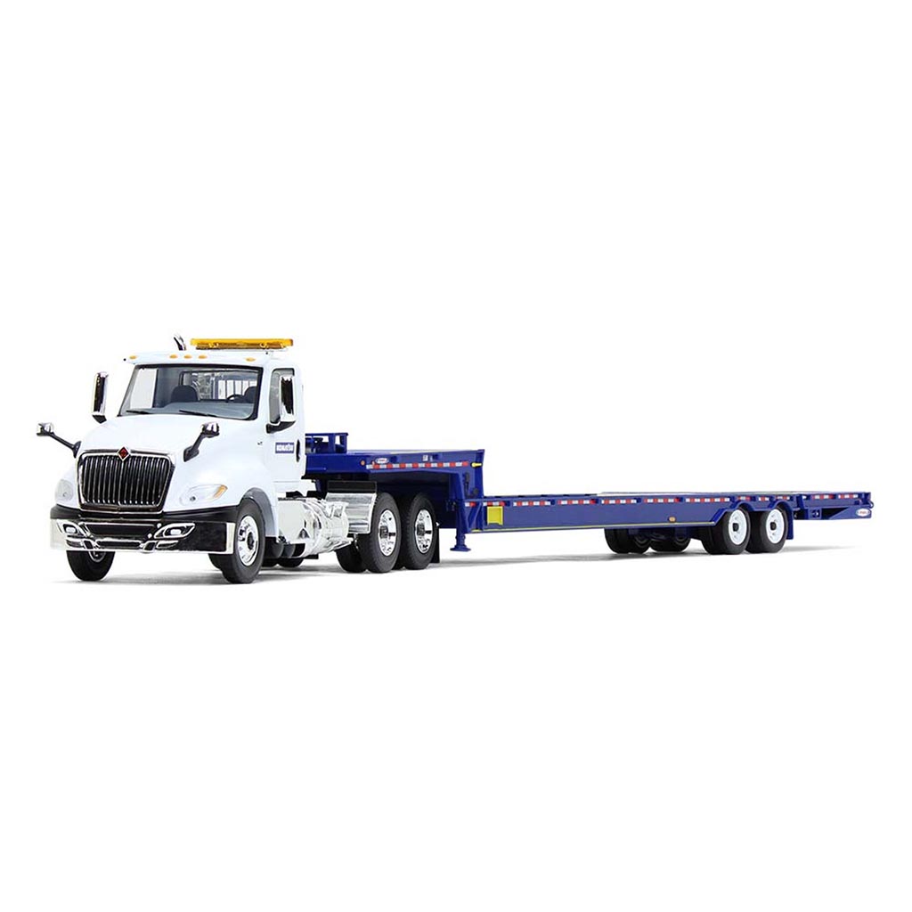 International LT Day Cab w/Ledwell Hydratail Lowboy Trailer "Komatsu" (White/Blue)