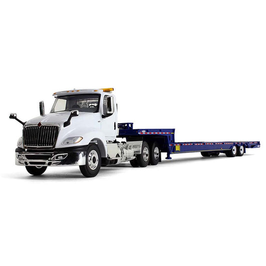 International LT Day Cab w/Ledwell Hydratail Lowboy Trailer (White/Blue)