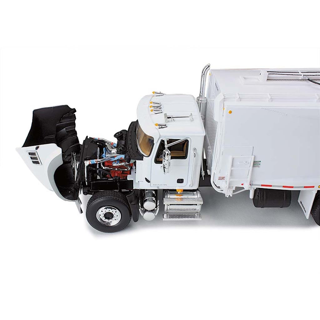 Mack Granite MP with McNeilus Rear Load Refuse Truck w/Trash Cans (White)