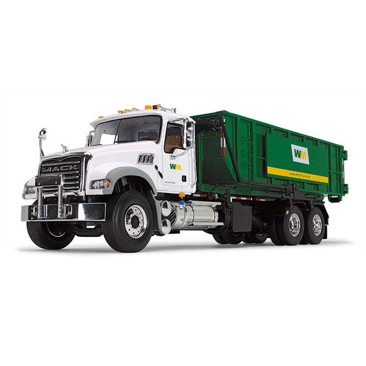 Mack Granite MP Roll-Off Truck with Ribbed-Style Container "Waste Management" (White/Green)