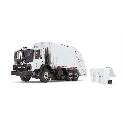 Mack TerraPro with McNeilus Rear Load Refuse Truck w/Trash Cans (White)