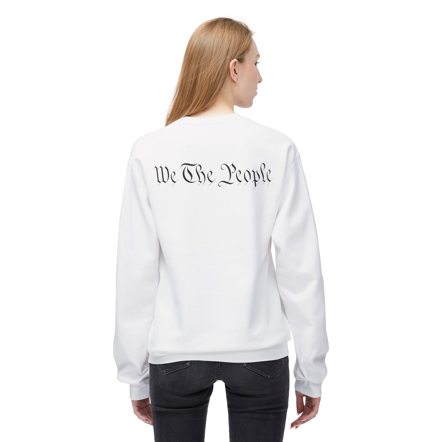 Betsy Ross Patriotic Crewneck Sweatshirt - "United We Stand" Eagle & Flag (We The People)