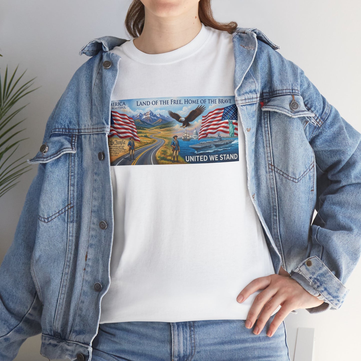 Old Glory American Flag 'United We Stand' Graphic Tee — "We The People" Back Print