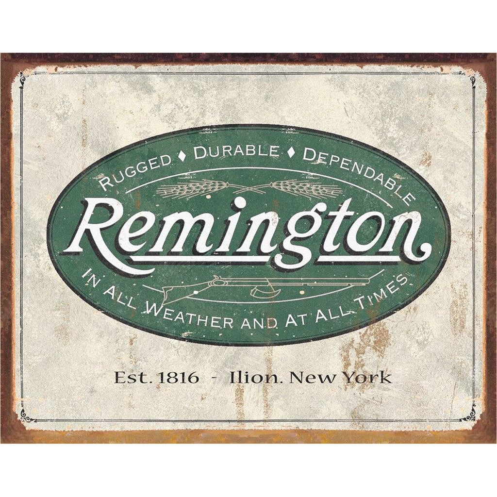Vintage-style Remington logo on a textured background