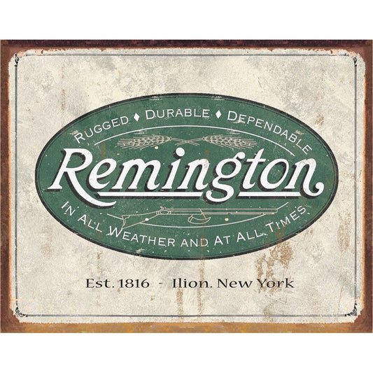 Vintage-style Remington logo on a textured background