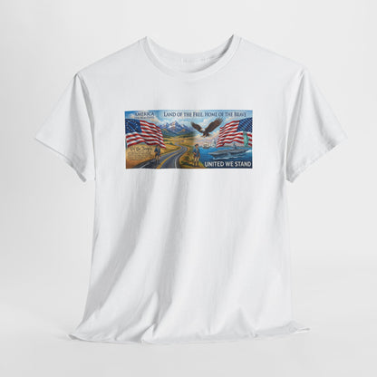 Old Glory American Flag 'United We Stand' Graphic Tee — "We The People" Back Print