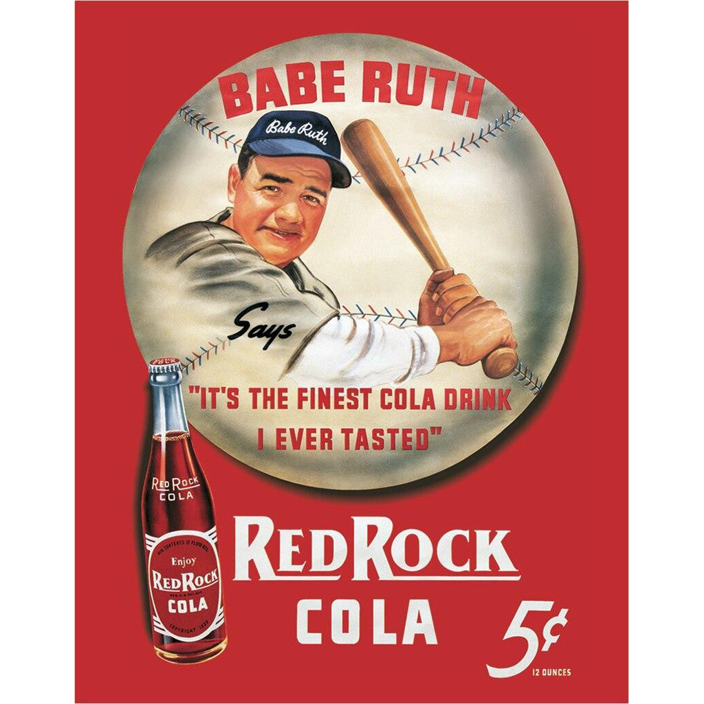 Vintage Advertising Poster with an Image of Babe Ruth advertising Red Rock Cola
