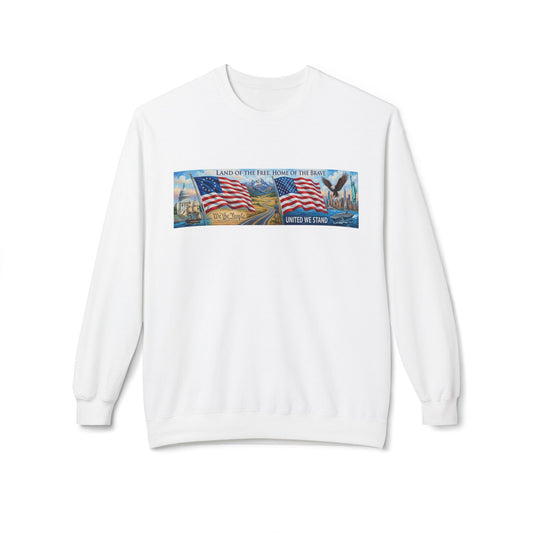 Spirit of '76 American Flag 'Land of the Free' Crewneck Sweatshirt — "We The People" Back Print