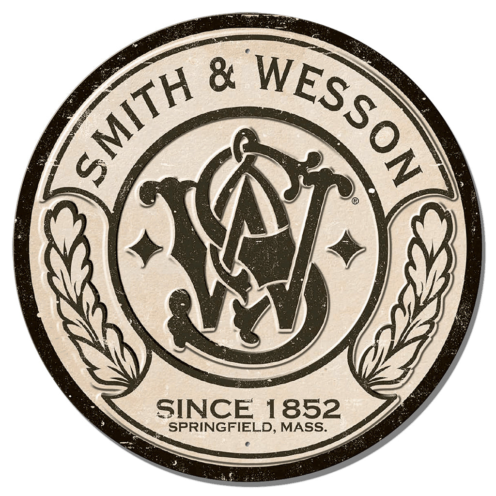 Smith & Wesson logo with text 'Since 1852, Springfield, Mass.' on a beige background