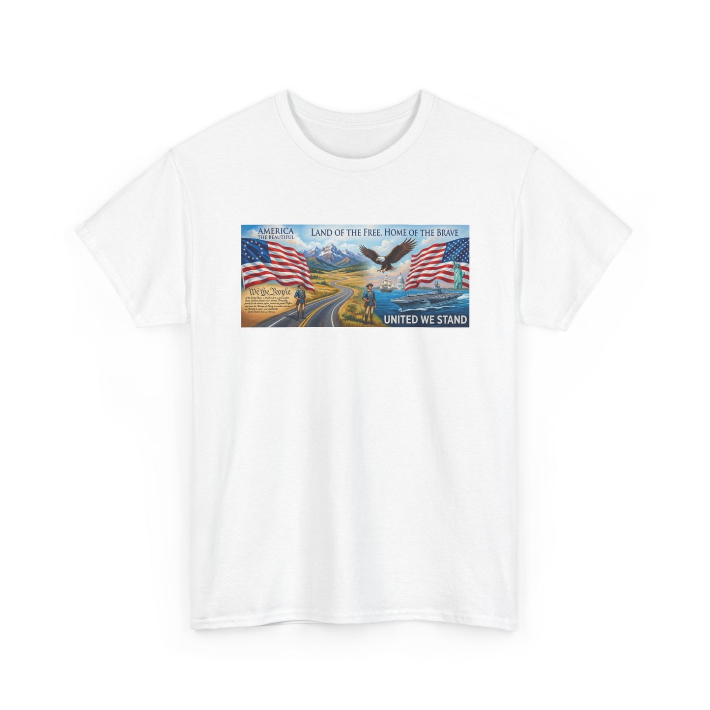 Old Glory American Flag 'United We Stand' Graphic Tee — "We The People" Back Print