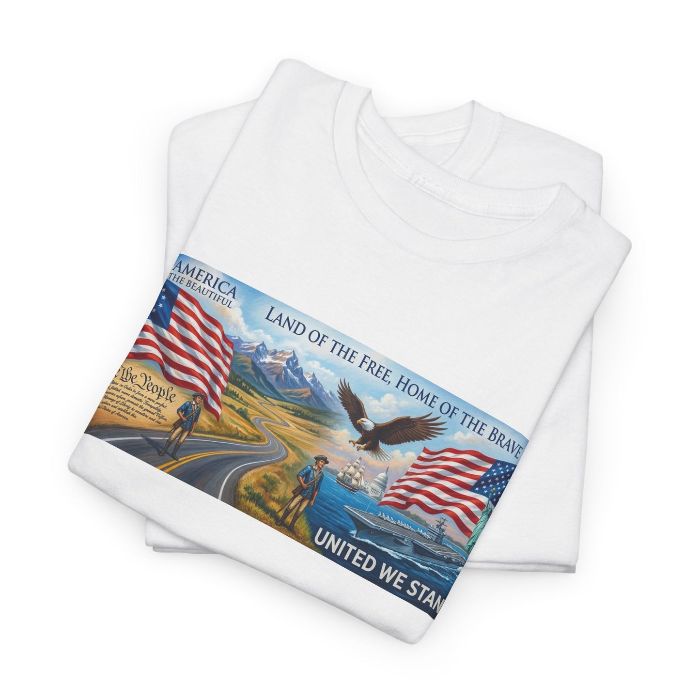 Old Glory American Flag 'United We Stand' Graphic Tee — "We The People" Back Print