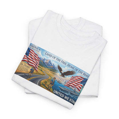 Old Glory American Flag 'United We Stand' Graphic Tee — "We The People" Back Print