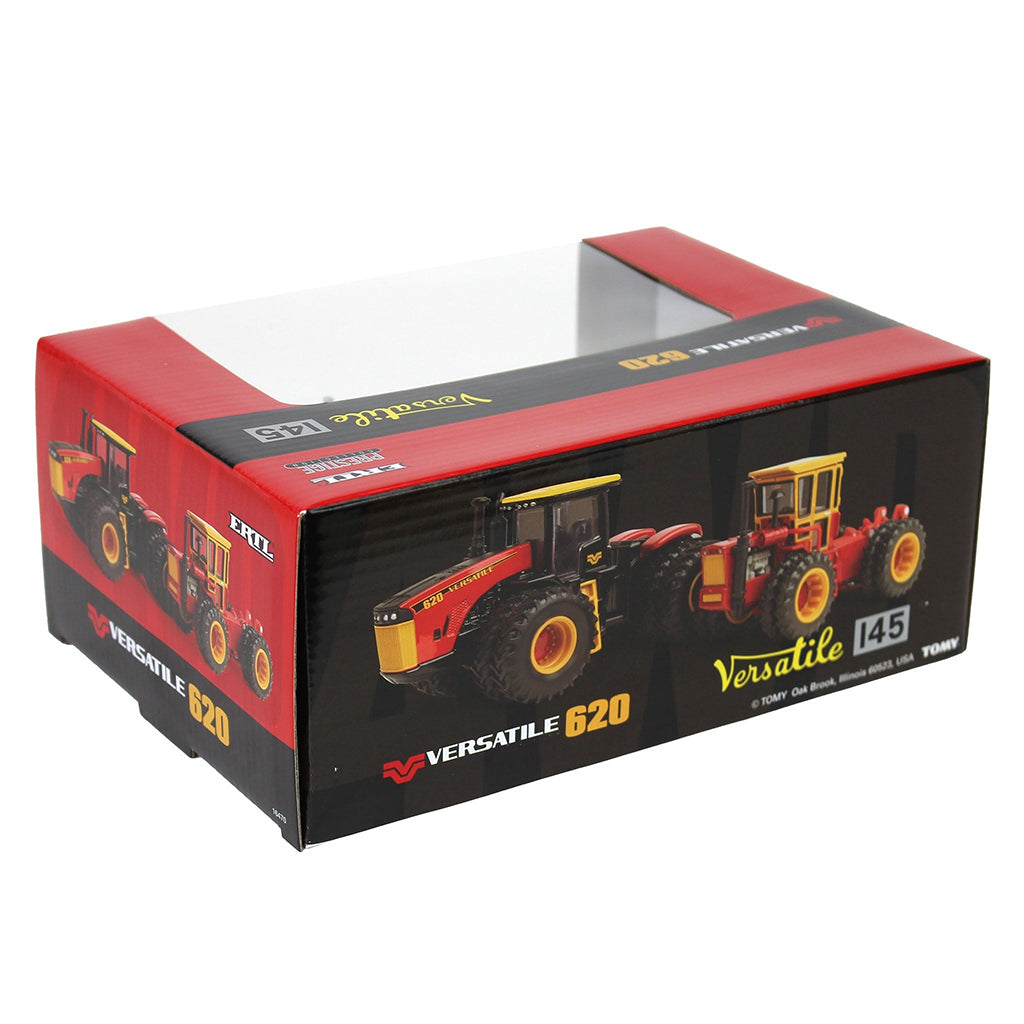 Box packaging of a Versatile toy tractors with 'Versatile' branding on a white background