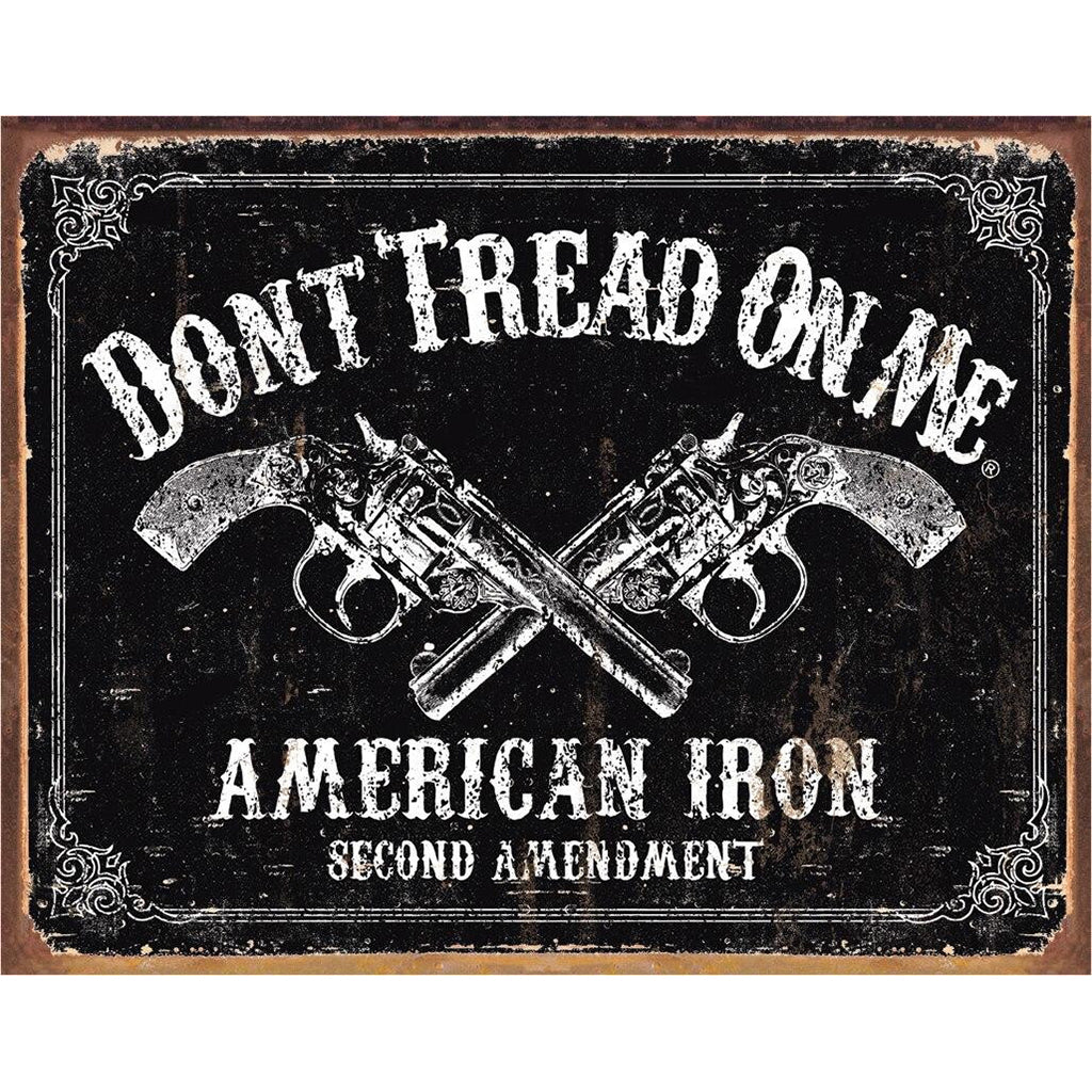 Vintage Sign with Crossed Revolvers and Don't Tread On Me