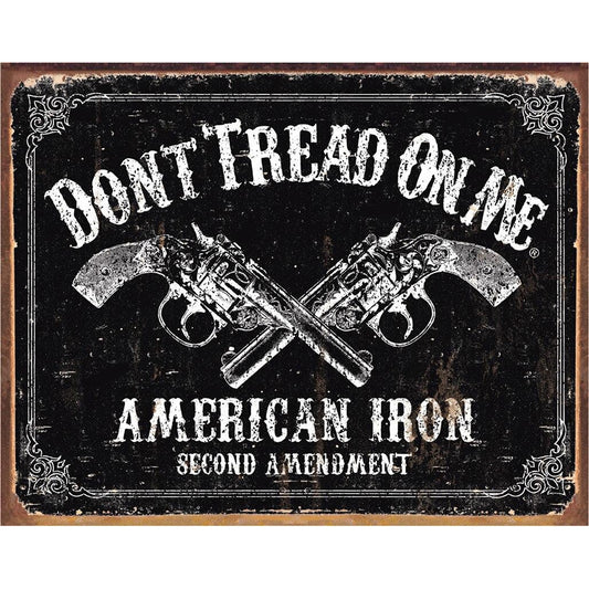 Vintage Sign with Crossed Revolvers and Don't Tread On Me