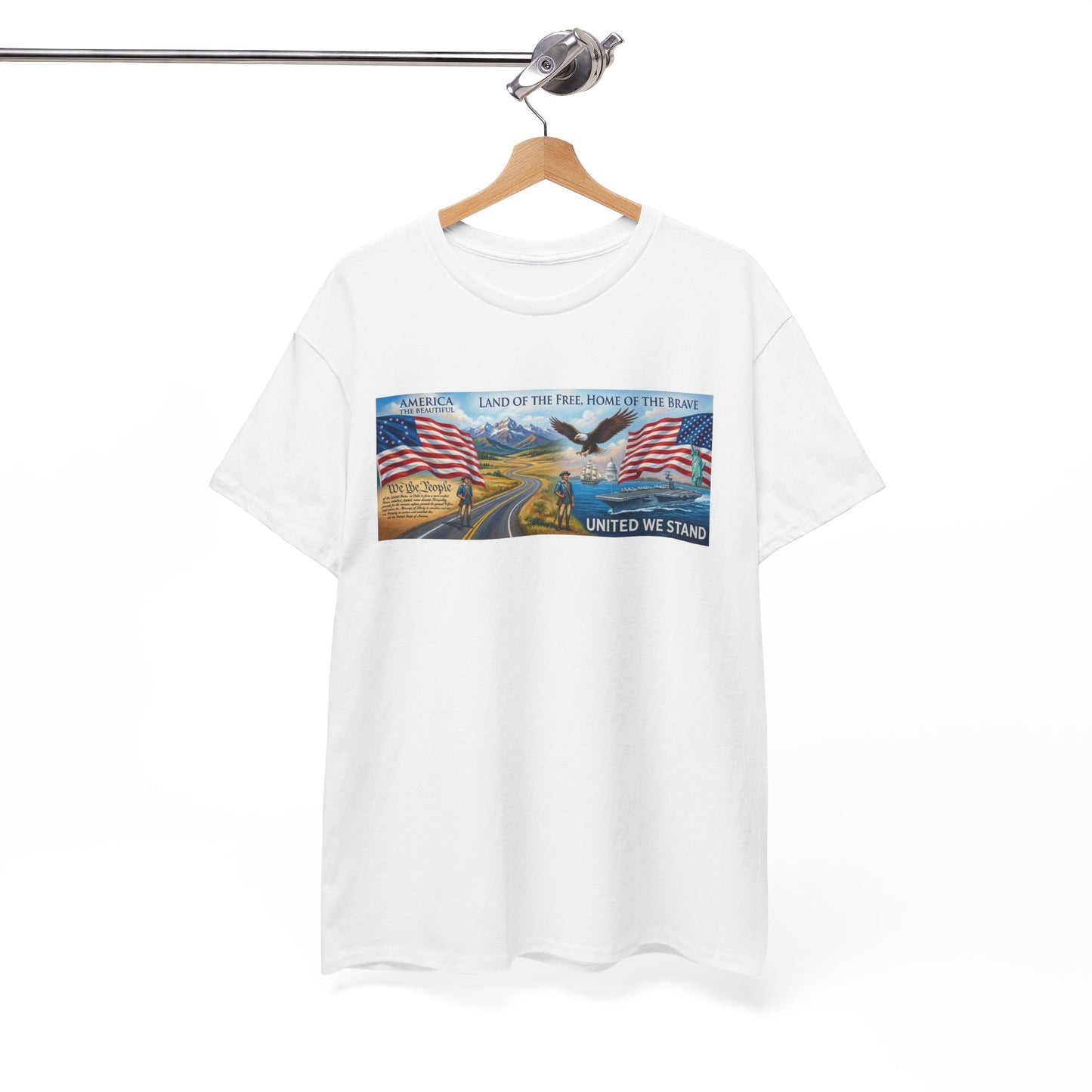 Old Glory American Flag 'United We Stand' Graphic Tee — "We The People" Back Print