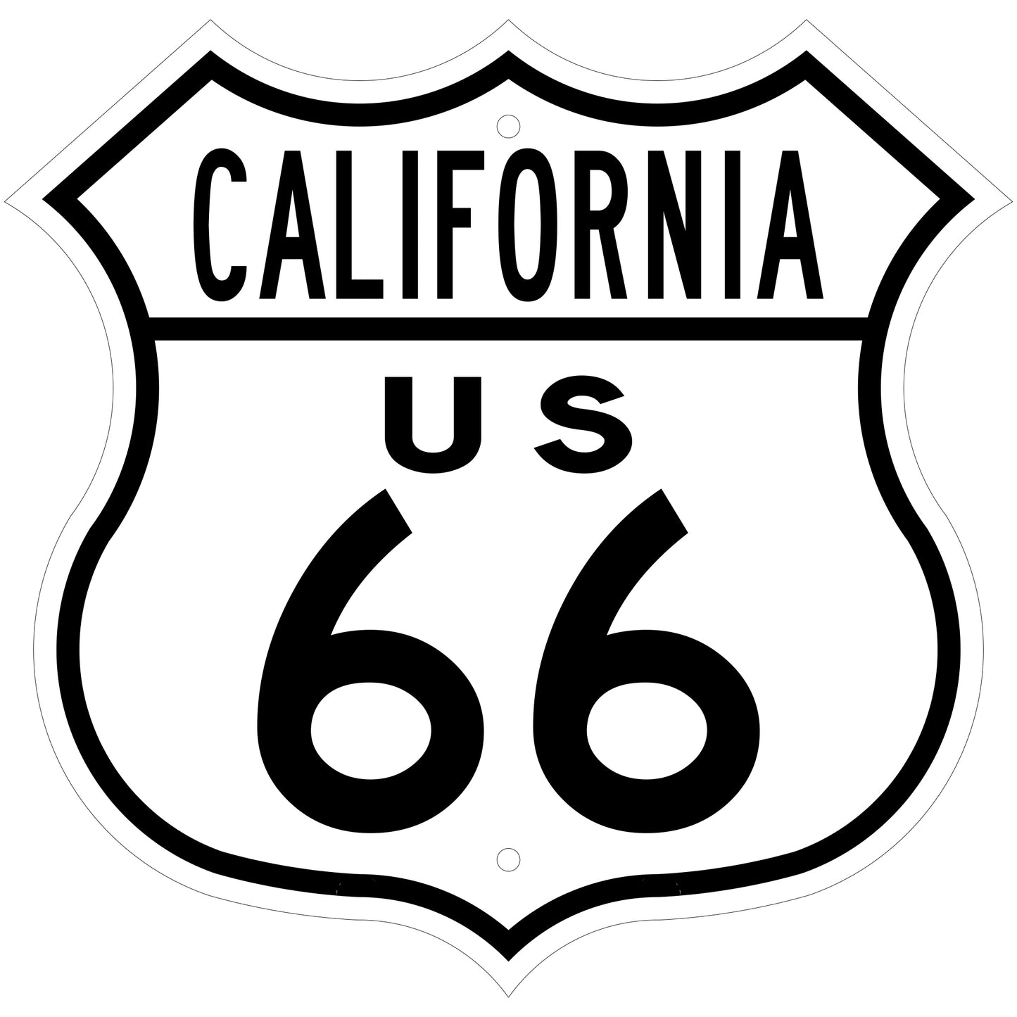 Route 66 sign with 'California' text on a white background