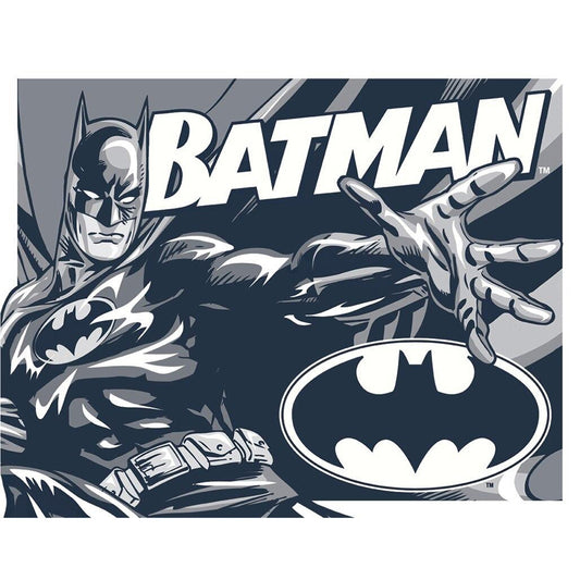 Black and White Print of Batman on a tin sign