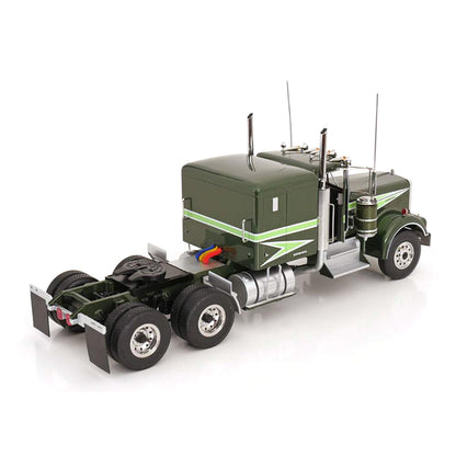 Model of Sonny Pruitt's green Kenworth W900A semi-truck from the tv show Movin' On on a white background