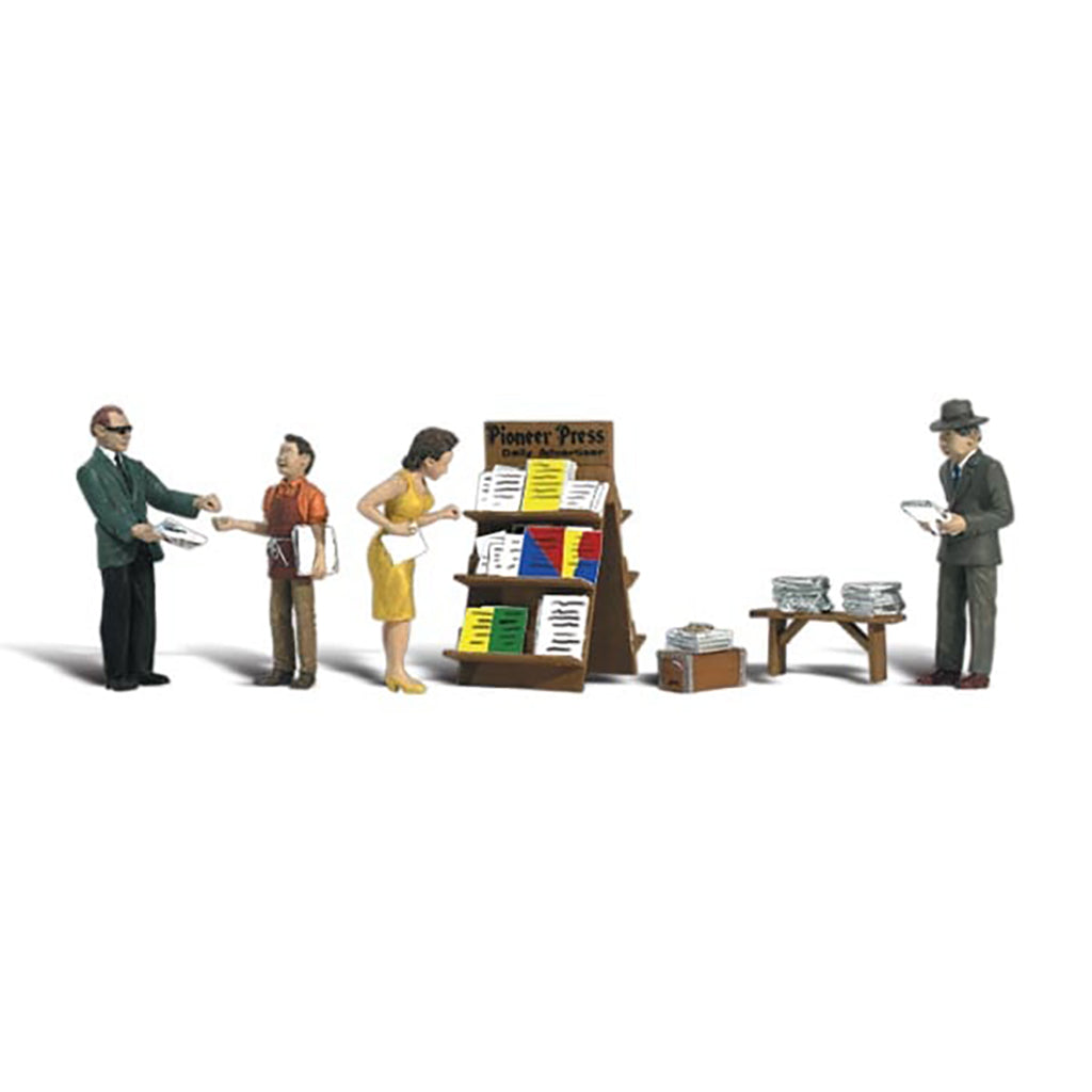 Newspaper Stand with Figures