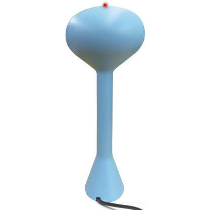 Blue model of a water tower with Menards logo on a white background