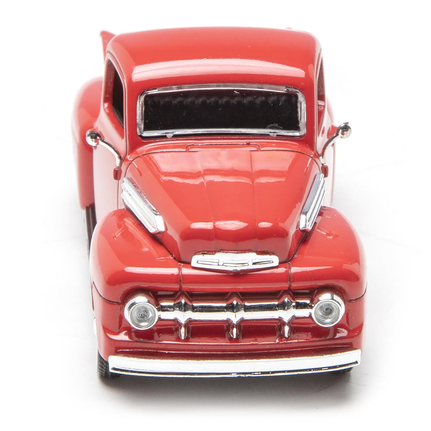 Red model truck on a white background
