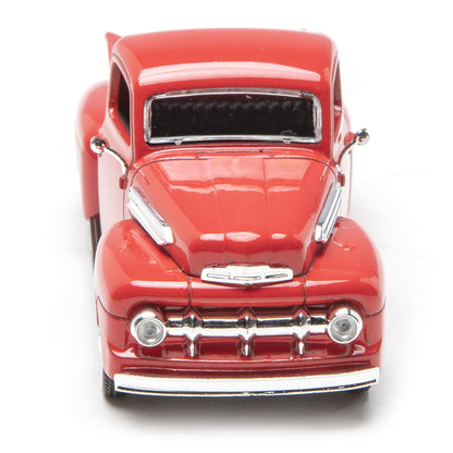 Red model truck on a white background