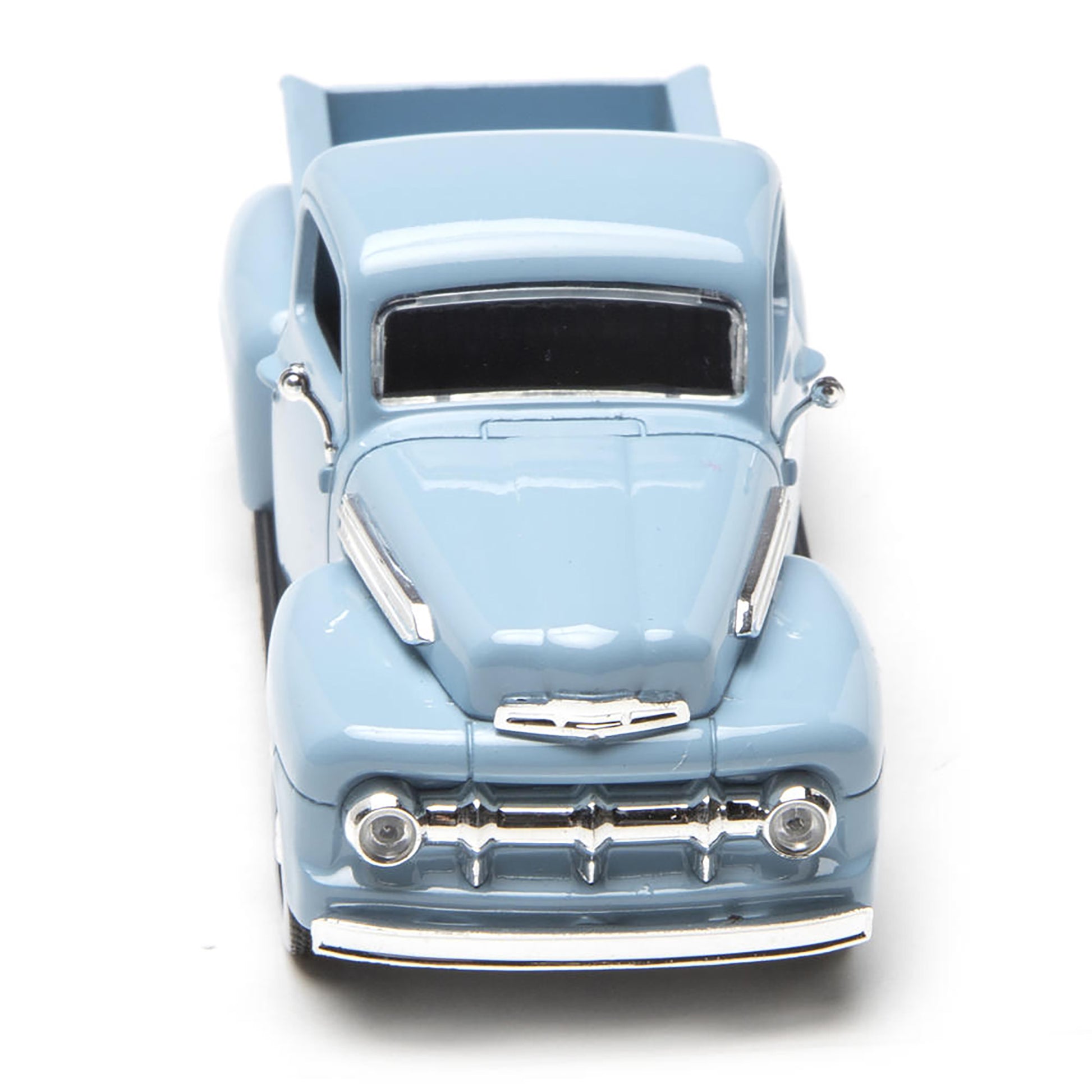 Light blue model truck on a white background